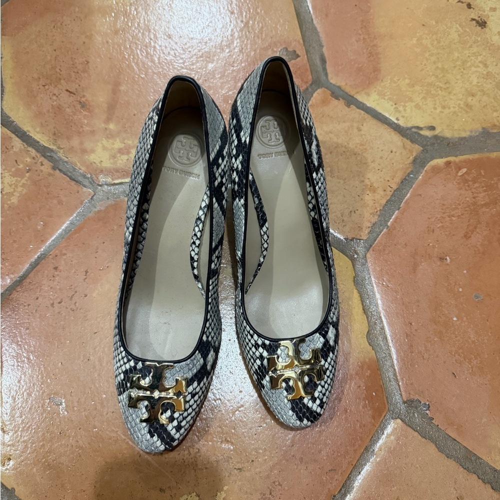 Tory Burch Snakeskin Pattern Wedges